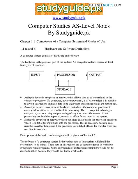 Read Computer Studies As Level Notes By Studyguide 