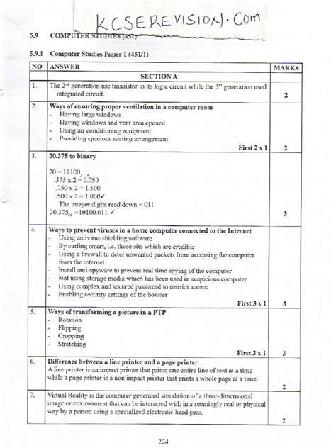 Download Computer Studies Paper 1 2013 Mark Scheme 