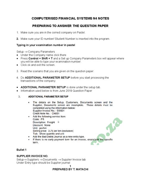 Computerised Financial Systems N4 Question Papers