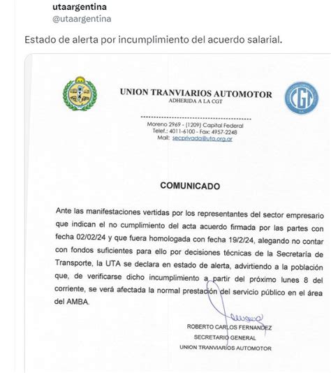 Comunicado Uta Hoy
