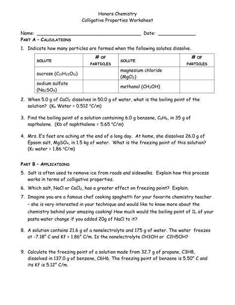 Concentration Worksheet Colligative Properties Worksheet Answers - Colligative Properties Worksheet Answers