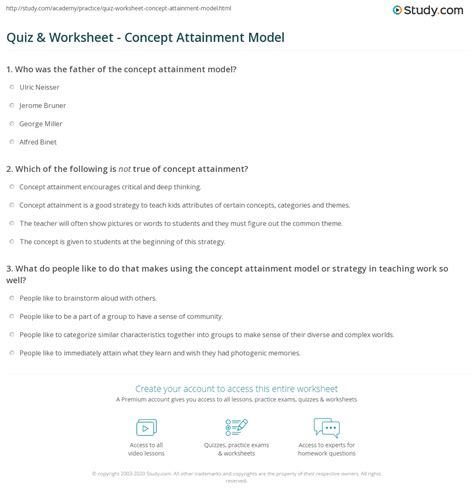 Concept Attainment Quiz