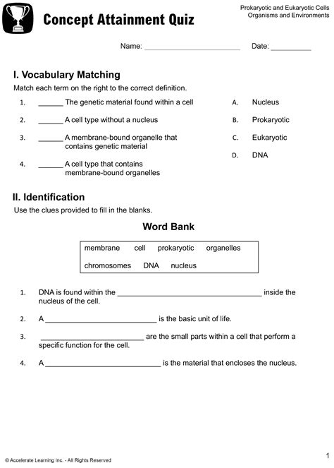 Concept Attainment Quiz Answer Key Science
