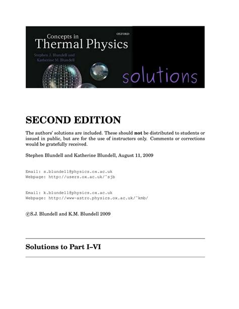 Concept In Thermal Physics Solution Blundell