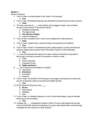 Concept Review Answer Key