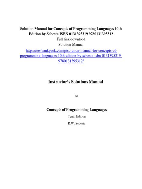 concepts of programming languages 10th edition solutions