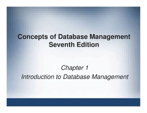 Read Online Concepts Of Database Management 7Th Instructor Edition 