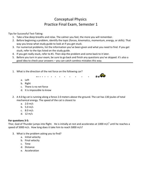 Conceptual Physics Final Exam Study Guide Answers