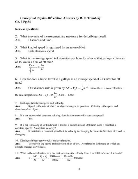 Download Conceptual Physics Answers Chapter 3 
