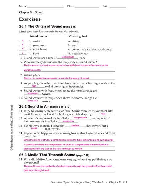 Download Conceptual Physics Reading And Study Workbook Answers Chapter 26 