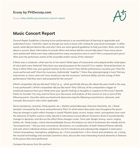 Read Concert Report Paper 