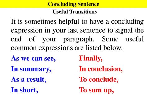 Concluding Sentence Definition