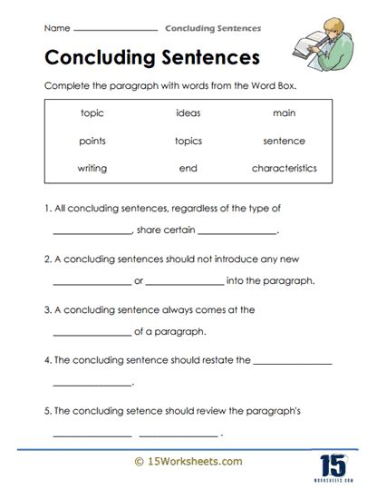 Concluding Sentences Worksheets Writing Concluding Sentences Practice - Writing Concluding Sentences Practice