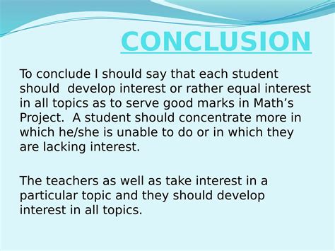 Conclusion For Maths Project