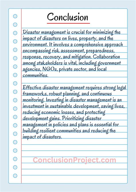 Conclusion Of Disaster Management