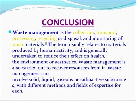Conclusion Of Waste Management