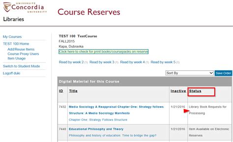 Concordia Course Reserves