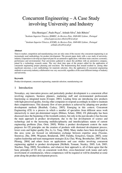 Concurrent Engineering Case Studies