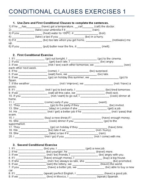 Conditional Clauses Without If Exercises