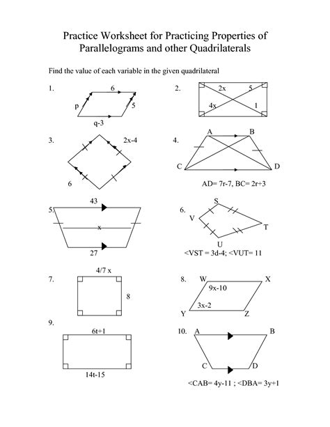 Conditions Of Parallelograms Worksheets Printable Worksheets Conditions For Parallelograms Worksheet Answers - Conditions For Parallelograms Worksheet Answers