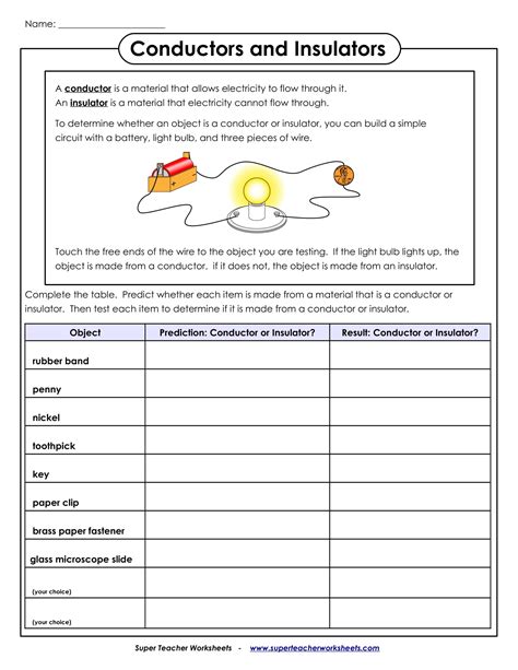 Conductors And Insulators Worksheet Science Resource Twinkl Insulators And Conductors Worksheet - Insulators And Conductors Worksheet