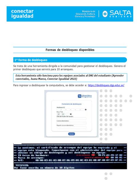 Conectar Igualdad Desbloqueo