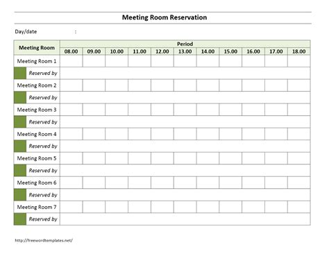 Download Conference Room Reservation Form Template 