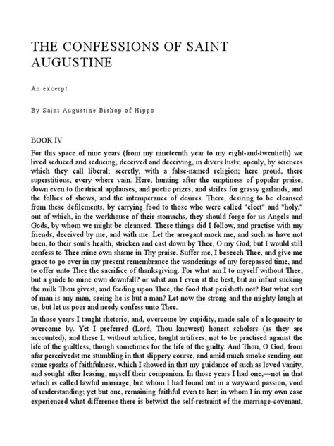 Confessions By St Augustine Summary