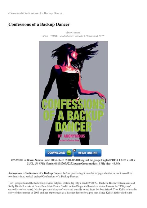 Confessions Of A Backup Dancer
