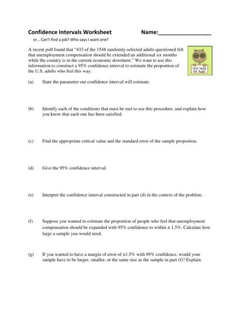 Confidence Interval With Answers Worksheets K12 Workbook Confidence Interval Worksheet Answers - Confidence Interval Worksheet Answers