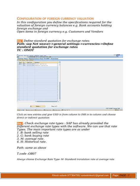 Configuration Document Of Foreign Currency Valuation In Sap