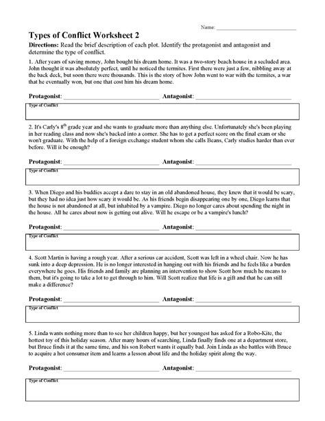 Conflict Ereading Worksheets Literary Conflict Worksheet - Literary Conflict Worksheet