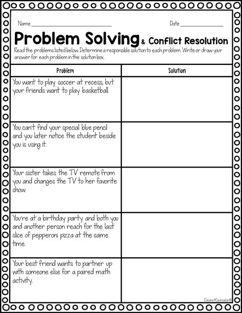 conflict resolution scenarios worksheets - quadsrtf.com