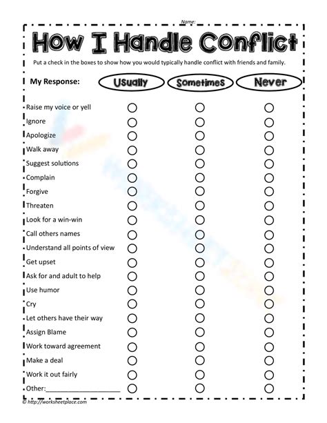 Conflict Worksheet For Middle School   Conflict Resolution Activity Worksheets And Scenarios Made By - Conflict Worksheet For Middle School