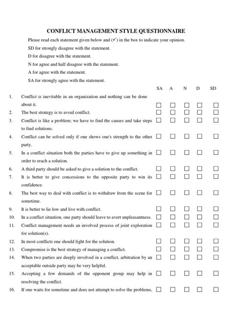 Full Download Conflict Resolution Style Questionnaire 