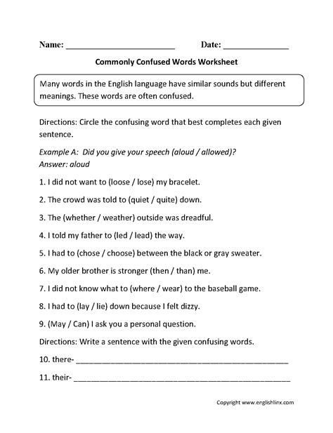 Confusing Words Confusing Words Worksheet - Confusing Words Worksheet