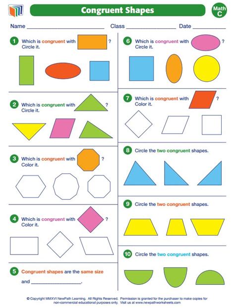 Congruent Geometric Shapes Worksheet For 2nd 3rd Grade Congruent Worksheet 2nd Grade - Congruent Worksheet 2nd Grade