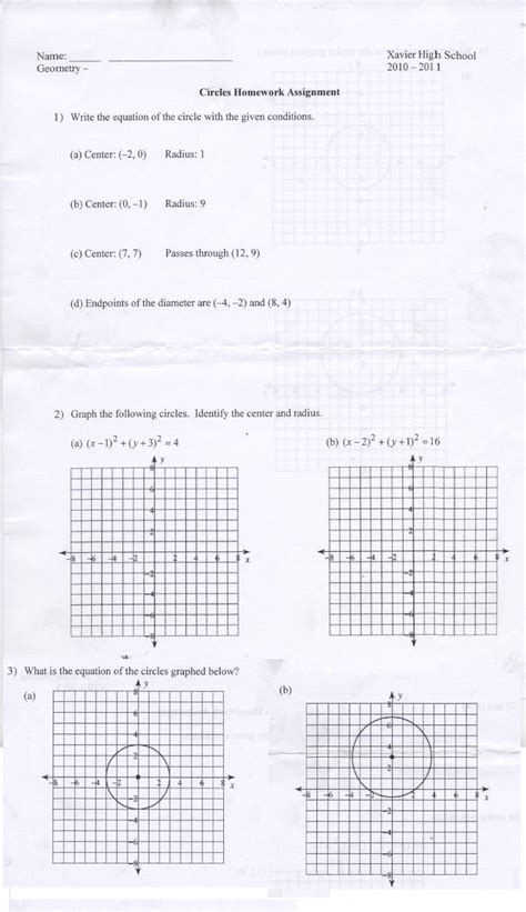 Conic Sections Circle Worksheets K12 Workbook Conics Worksheet 1 Circles Answers - Conics Worksheet 1 Circles Answers