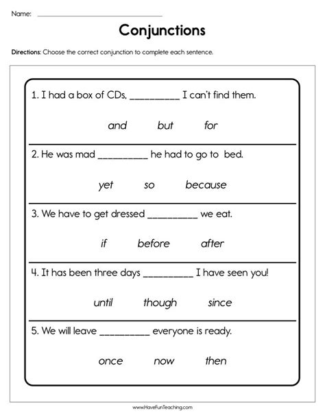 Conjunction Worksheets Math Worksheets 4 Kids Conjunctions Math - Conjunctions Math