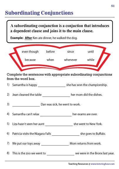 Conjunction Worksheets Subordinating And Coordinating Conjunctions Worksheet - Subordinating And Coordinating Conjunctions Worksheet