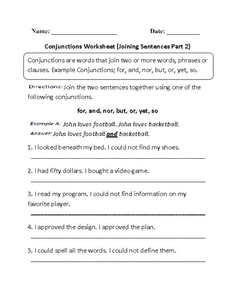 Conjunctions Exercise Join Sentences Using Conjunctions Exercises - Join Sentences Using Conjunctions Exercises