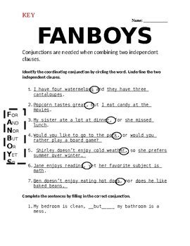 Conjunctions Fanboys Worksheet   Fanboys Exercise Live Worksheets - Conjunctions Fanboys Worksheet