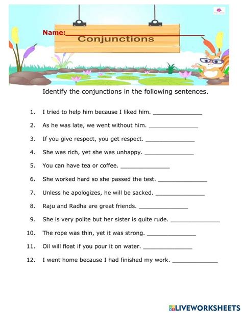Conjunctions Worksheets For Grade 3