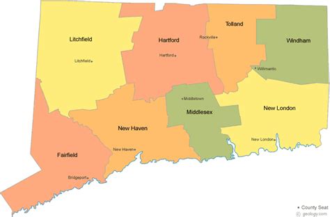 connecticut county map
