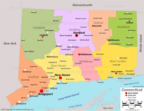 connecticut usa map