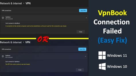 connecting to vpnbook has failed