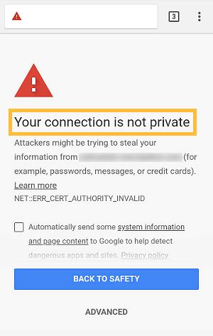 connection is not private fix android