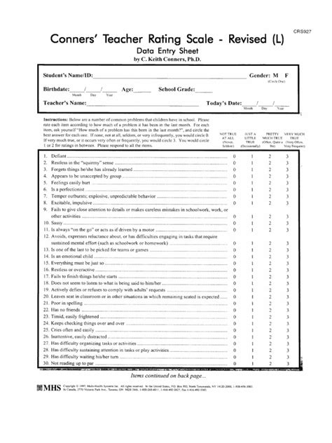 Read Online Connors Teacher Rating Scale Scoring Pdfslibforyou 