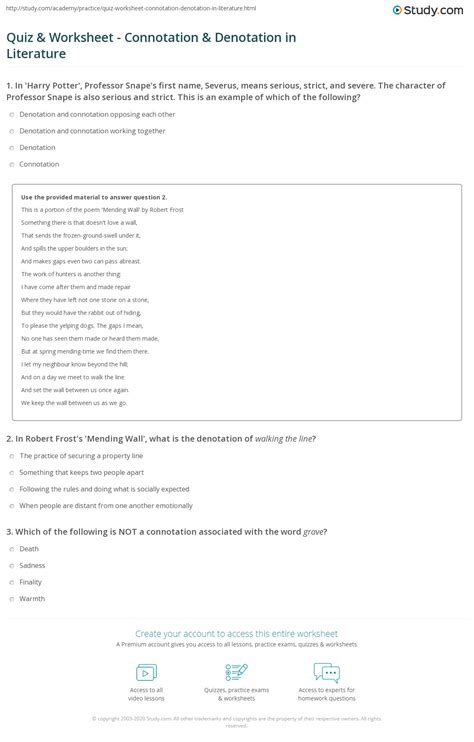 Connotation And Denotation Quiz