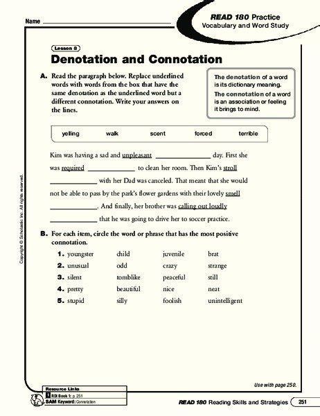 Connotation And Denotation Worksheet Teaching Resources Tpt Connotation 8th Grade Worksheet - Connotation 8th Grade Worksheet